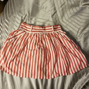RED AND WHITE STRIPED SKIRT